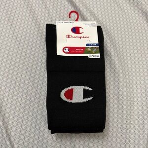 NWT Champion Over-the-Calf Athletic Soccer Socks - L / Black - 2 Pairs